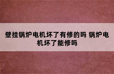 壁挂锅炉电机坏了有修的吗 锅炉电机坏了能修吗